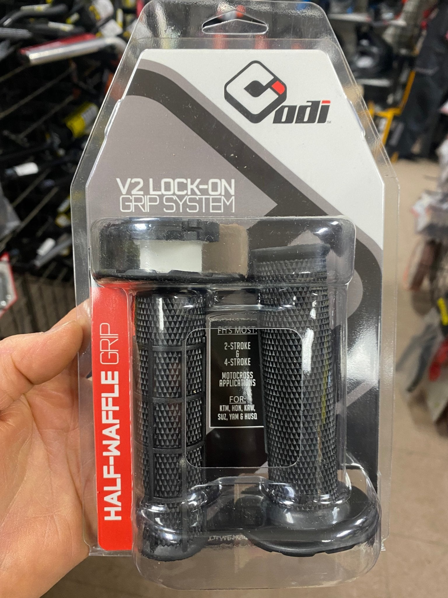 ODI MX V2 Lock - On Grips – Half Waffle, Black (0630 - 2270) - Dune Goons